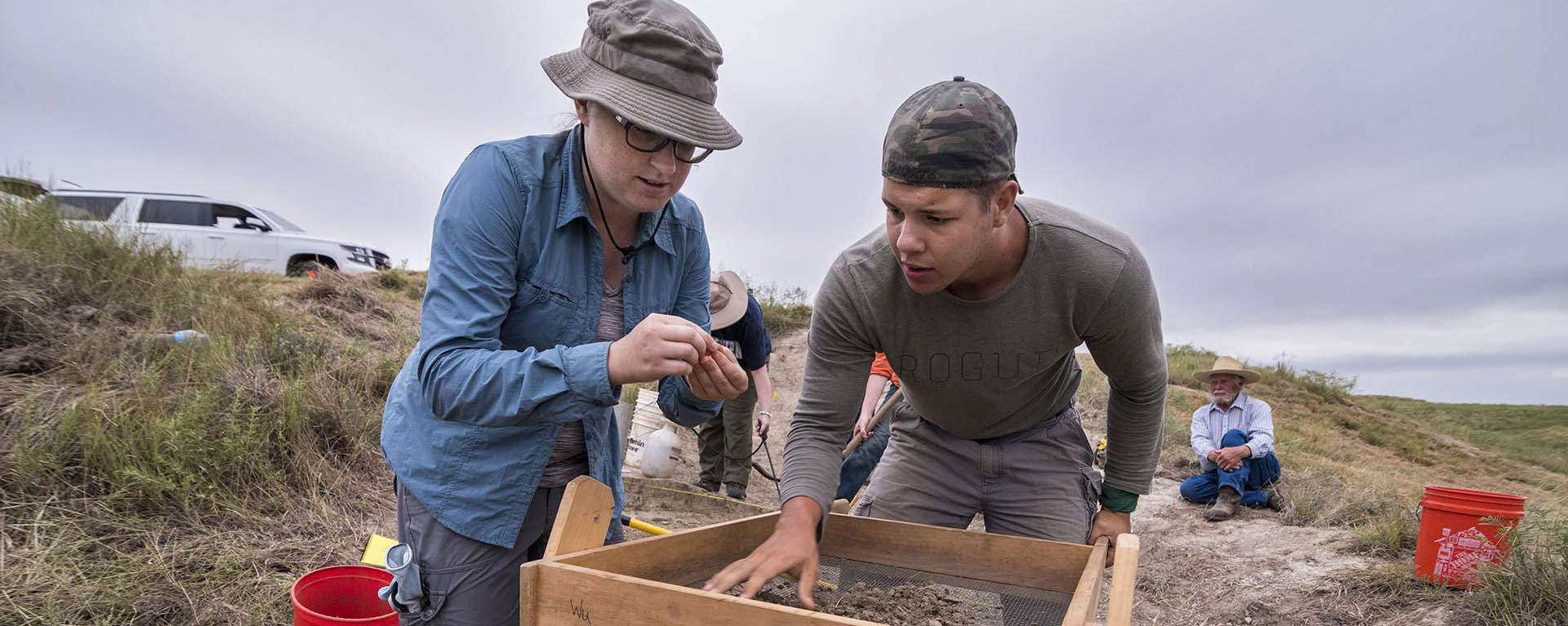 Student digging at Nicodemus archeology dig